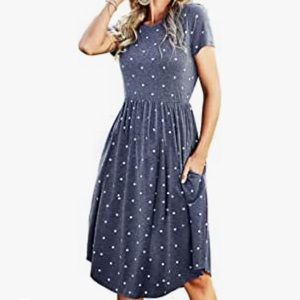 Maternity polka dot blue dress.